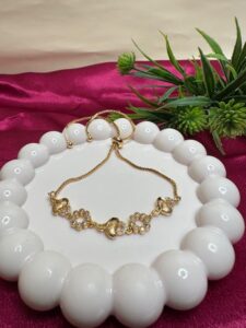 Floral-Heart Golden Slider Bracelet