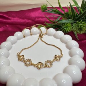 Floral-Heart Golden Slider Bracelet