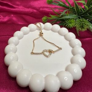 Golden Heart-Link Slider Bracelet