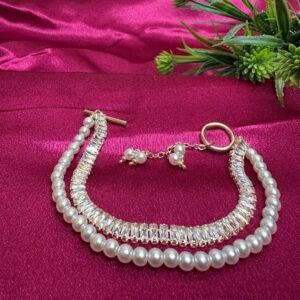 Royal Pearl & Baguette Gold Bracelet