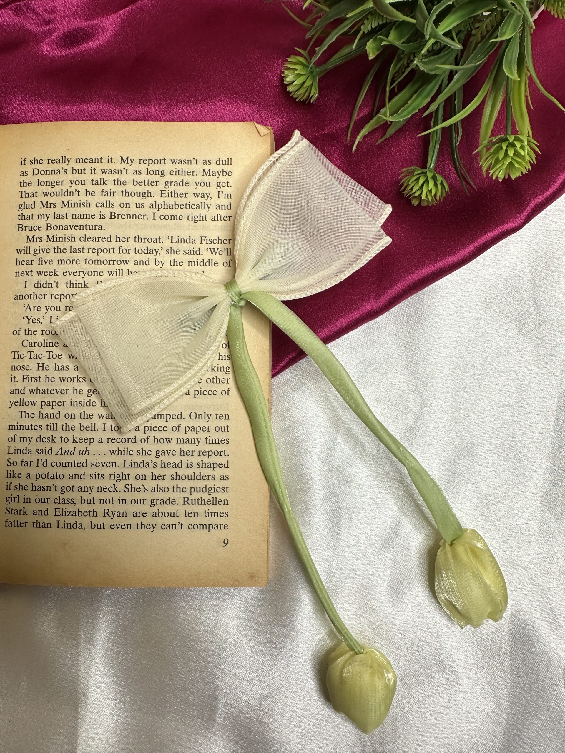 Matcha Bloom Tulip Ribbon Clip