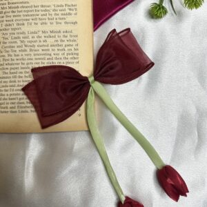 Deep Wine Tulip Ribbon Clip