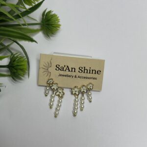 Golden Blossom Pearl Waterfall Earrings