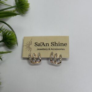 Rose Gold Triple-Bar Crystal Studs