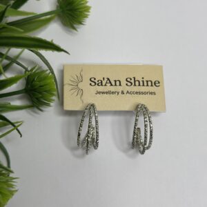 Silver Sparkling Textured Stardust Hoops