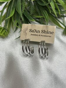 Silver Trinity Wave Hoops