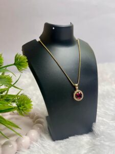 Golden Ruby-Red Halo Necklace