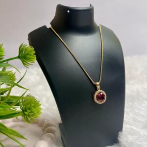 Golden Ruby-Red Halo Necklace
