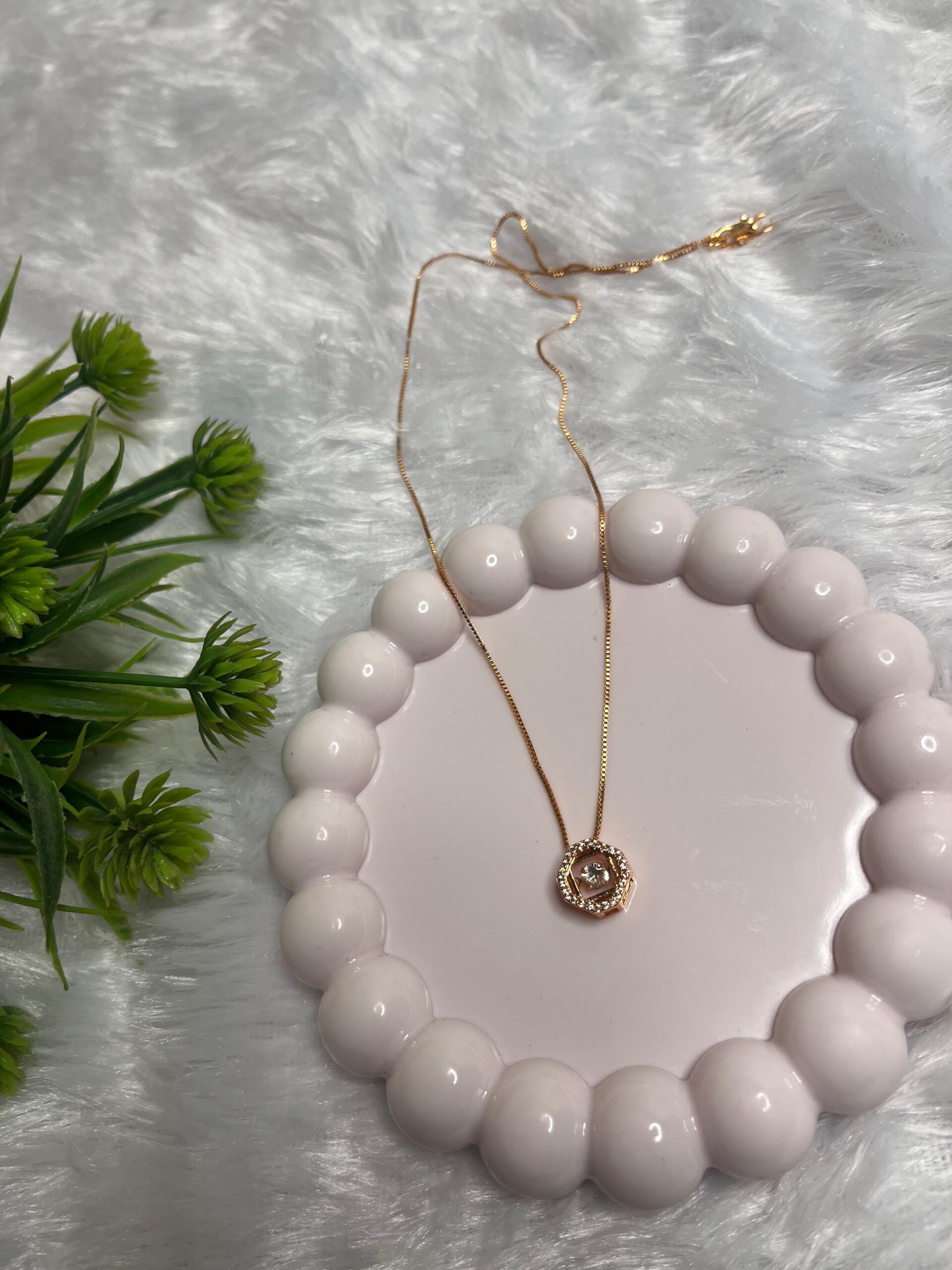 Golden Octagon Halo Necklace - Image 2